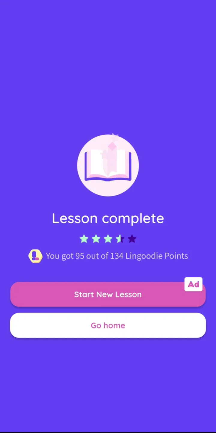 Lingoodie app screen: Collect points