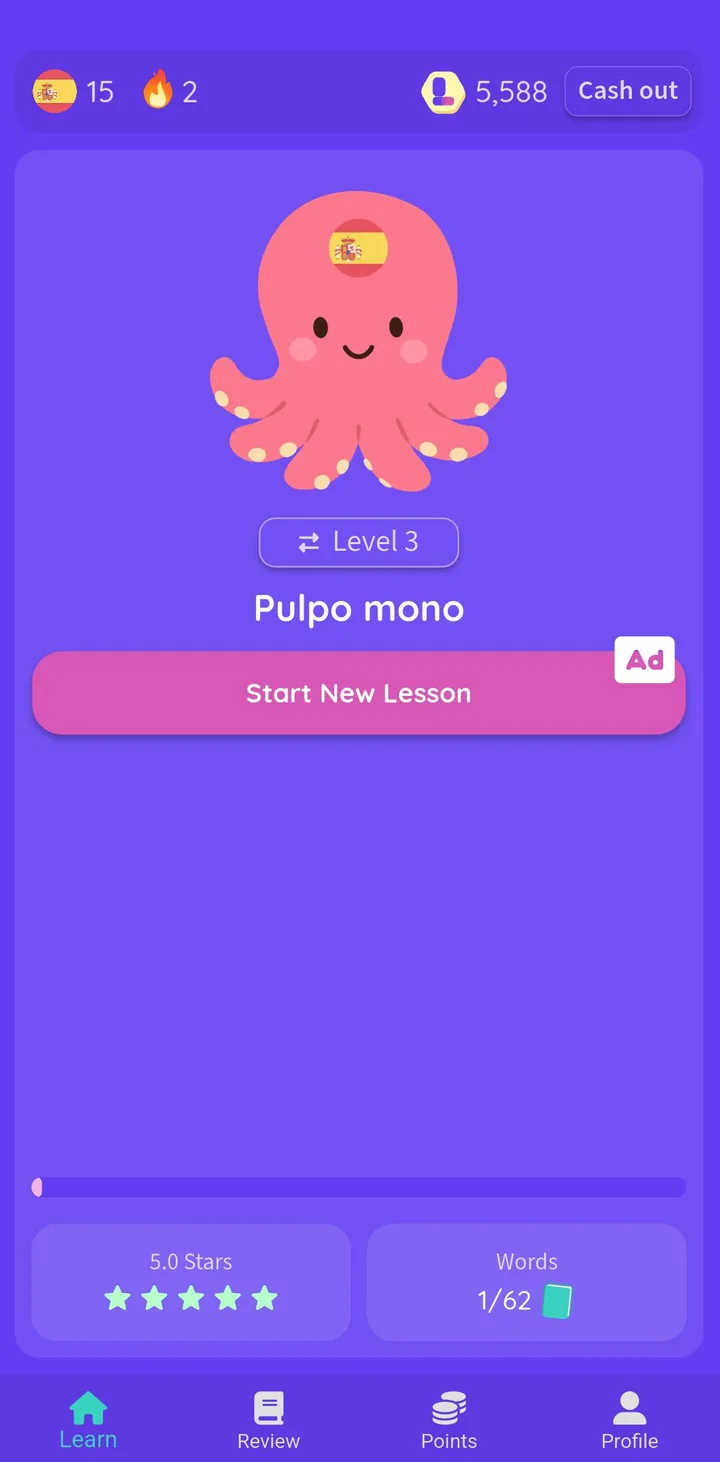 Lingoodie app screen: Start a lesson