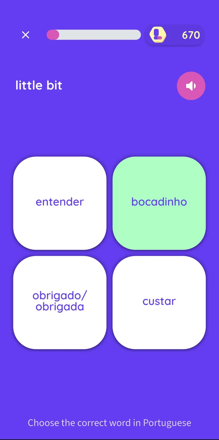 Lingoodie app screen: Answer the quizzes